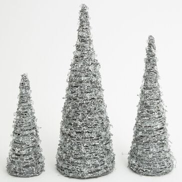 The Gerson Company 3-Piece Metal and Twig Cone Tree Set in Silver, , large