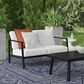 Linon Home Decor Holland Outdoor Loveseat with White Cushions in Black, , large