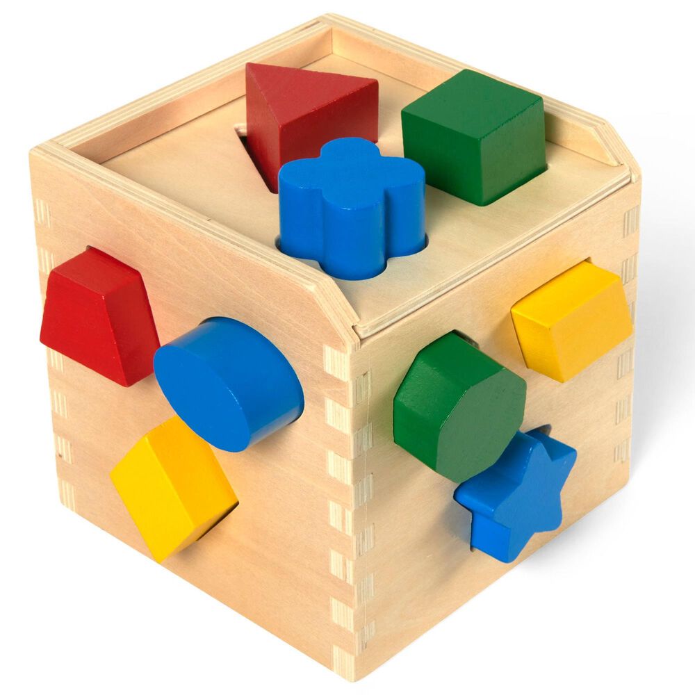 Melissa &amp; Doug Shape Sorting Cube Wooden Toy, , large
