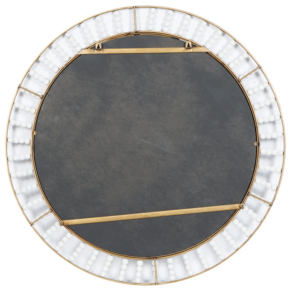 Maple and Jade 32&quot; Round Wall Mirror in Golden Brown and White, , large
