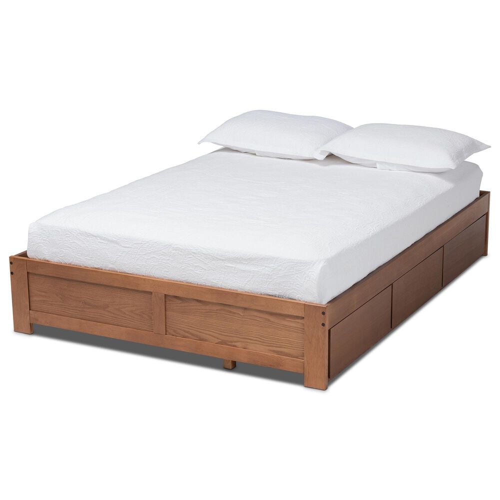 Baxton Studio Wren Full Storage Bed Frame in Walnut Brown, , large