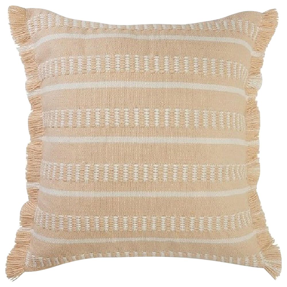 L.R. RESOURCES Dash 24" x 24" Outdoor Pillow in Peach and White, , large