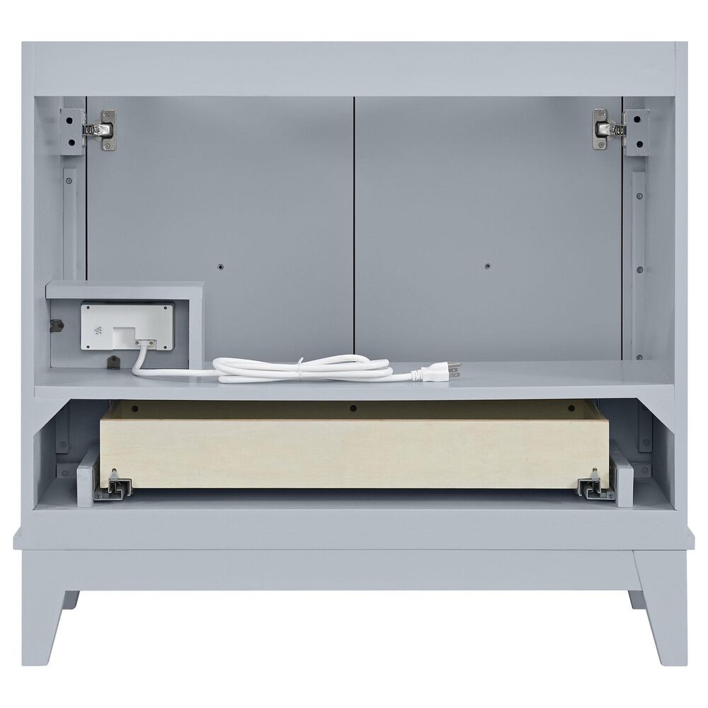 37B Kinsale 36" Single Bathroom Vanity Cabinet in Soft Blue with White Composite Stone Top and Backsplash, , large