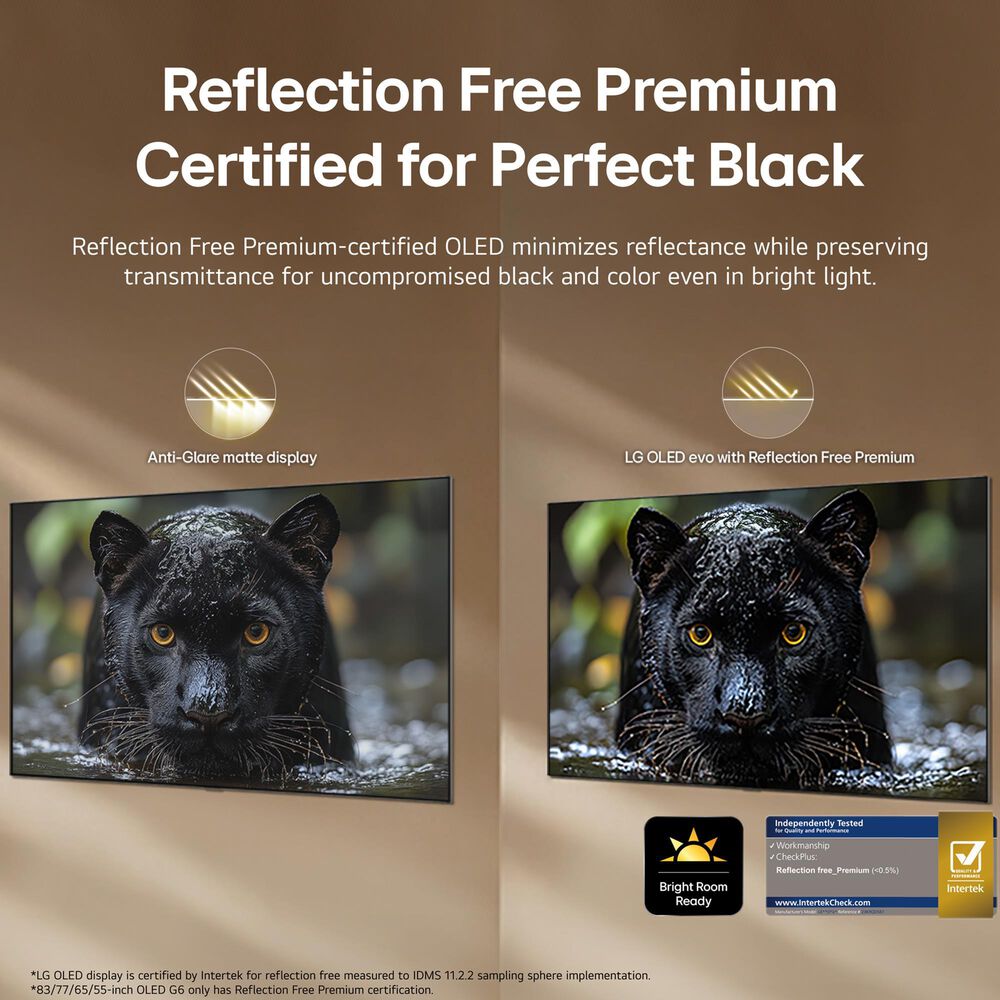 LG 65" Class G6 Series OLED evo AI 4K with Supplied Flush Wall Mount in Black - Smart TV, , large
