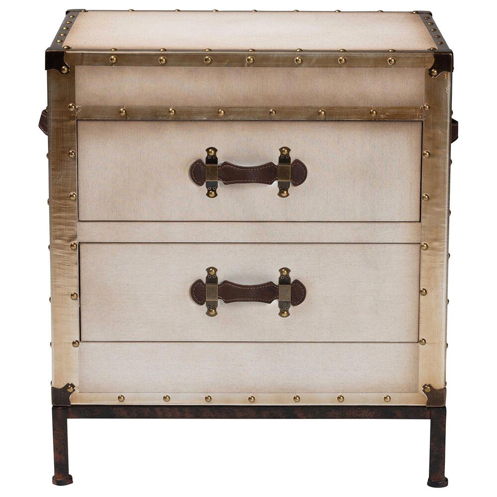 Baxton Studio Laura 2-Drawer End Table Trunk in White, , large