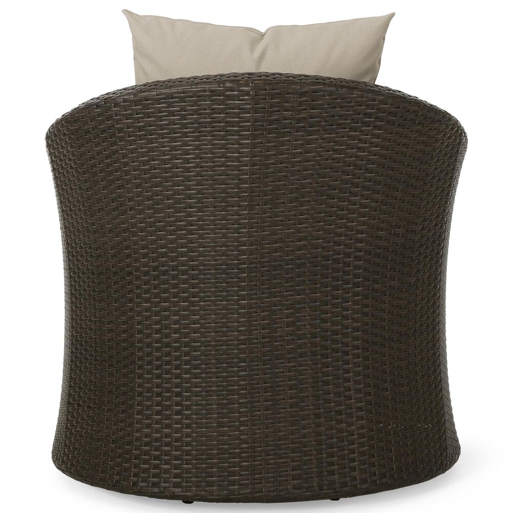 Hearth and Haven Outdoor Wicker Swivel Chair in Khaki, , large