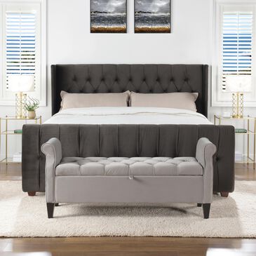 Jennifer Taylor Home David Tufted Wingback King Bed in Dark Charcoal Grey, , large