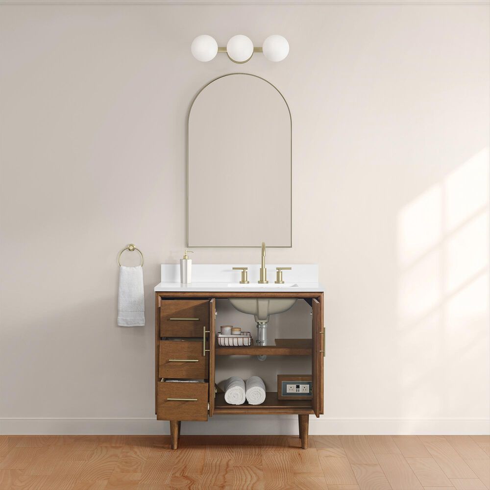 37B Mertola 36" Single Bathroom Vanity Cabinet in Dark Maplewood with White Composite Stone Top and Backsplash, , large