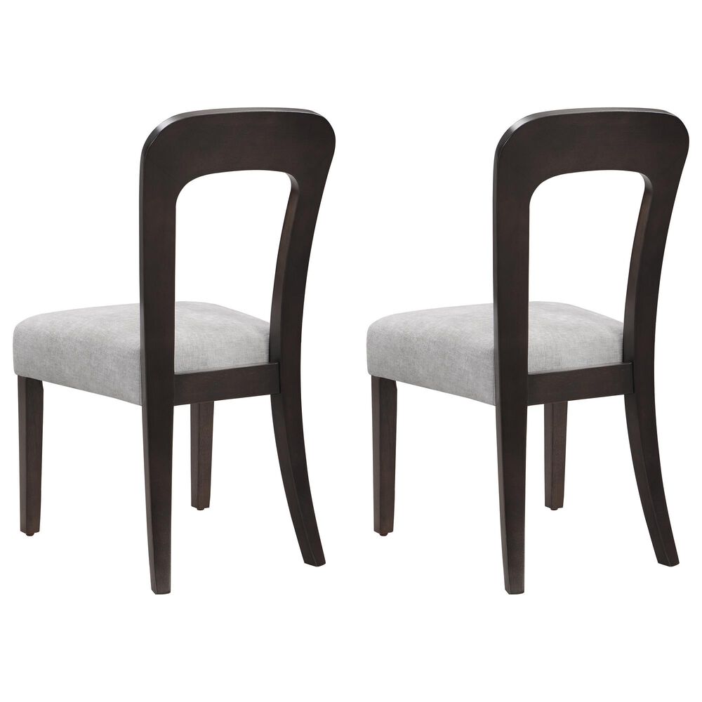 Hearth and Haven Upholstered Side Chair with Gray Cushion in Dark Brown &#40;Set of 2&#41;, , large
