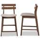 Baxton Studio Larine Counter Stool with Light Grey Cushion in Walnut (Set of 2), , large