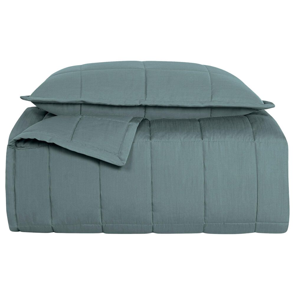 Ann Gish Slub Tencel 2-Piece Twin Quilted Coverlet Set in Olive, , large