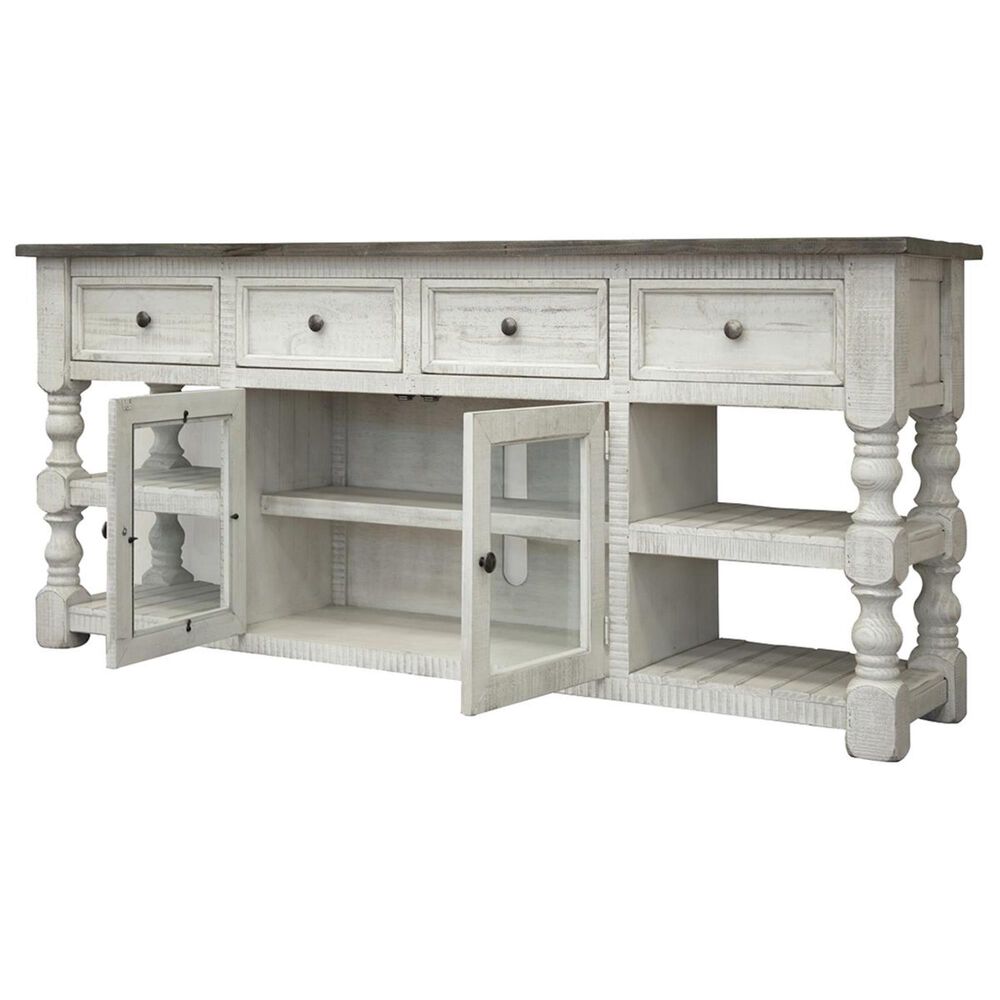 Fallridge Stoneart 80" TV Stand in Distressed White Nebraska