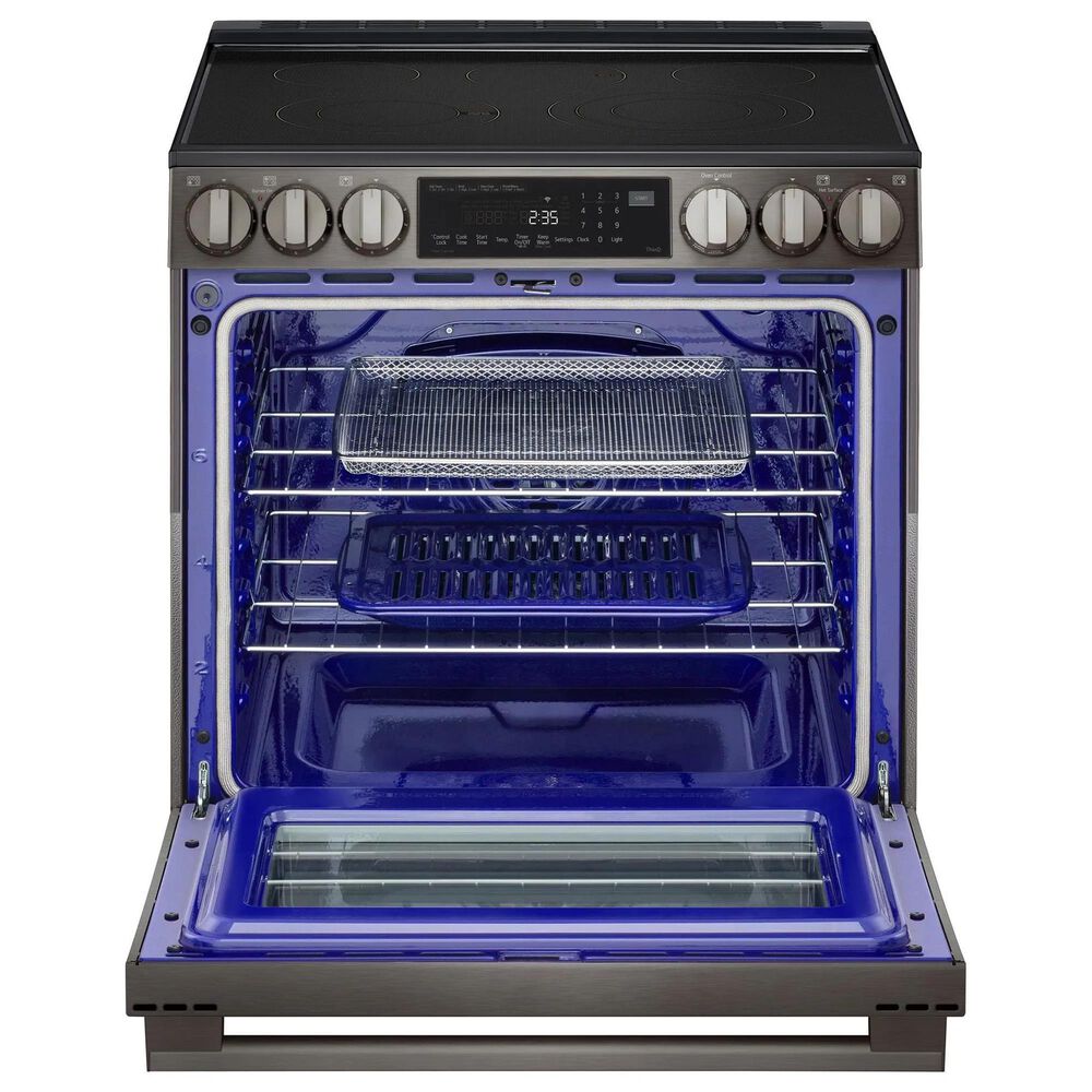 LG 2-Piece Kitchen Package with 6.3 Cu. Ft. Smart Slide-In Electric Range and 2.1 Cu. Ft. Smart Over-the-Range Microwave in Black Stainless Steel, , large