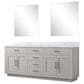 Lexora Home Abbey 80" Double Bathroom Vanity in Black Oak with 2 cm White Carrara Marble Top, Rectangular Sinks and 36" Mirrors, , large