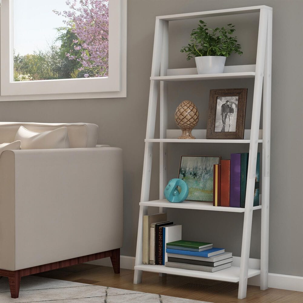 Timberlake Hastings Home 4-Shelf Ladder Bookcase in White, , large
