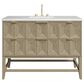 James Martin Vanities Emmeline 48" Single Vanity in Pebble Oak with 3 cm Arctic Fall Solid Surface Top, , large