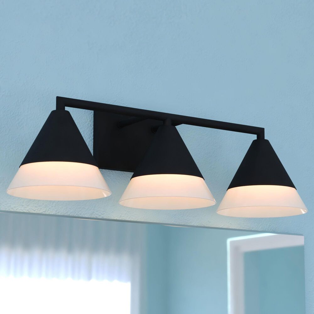 Vaxcel Winthrop 3-Light Bathroom Vanity in Matte Black, , large