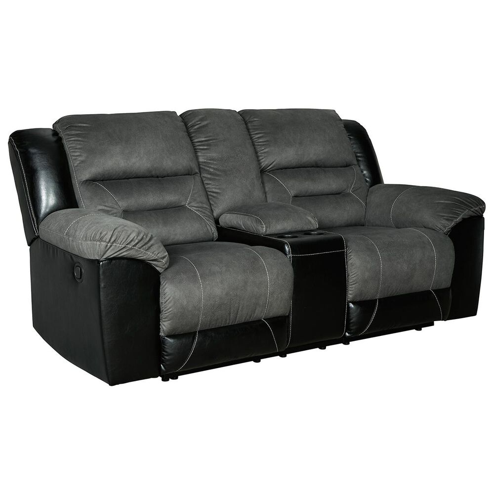 Signature Design by Ashley Earhart Manual Reclining Loveseat with Console in Slate, , large