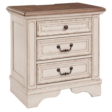 Signature Design by Ashley Realyn 3 Drawer Nightstand in Chipped White and Brown, , large