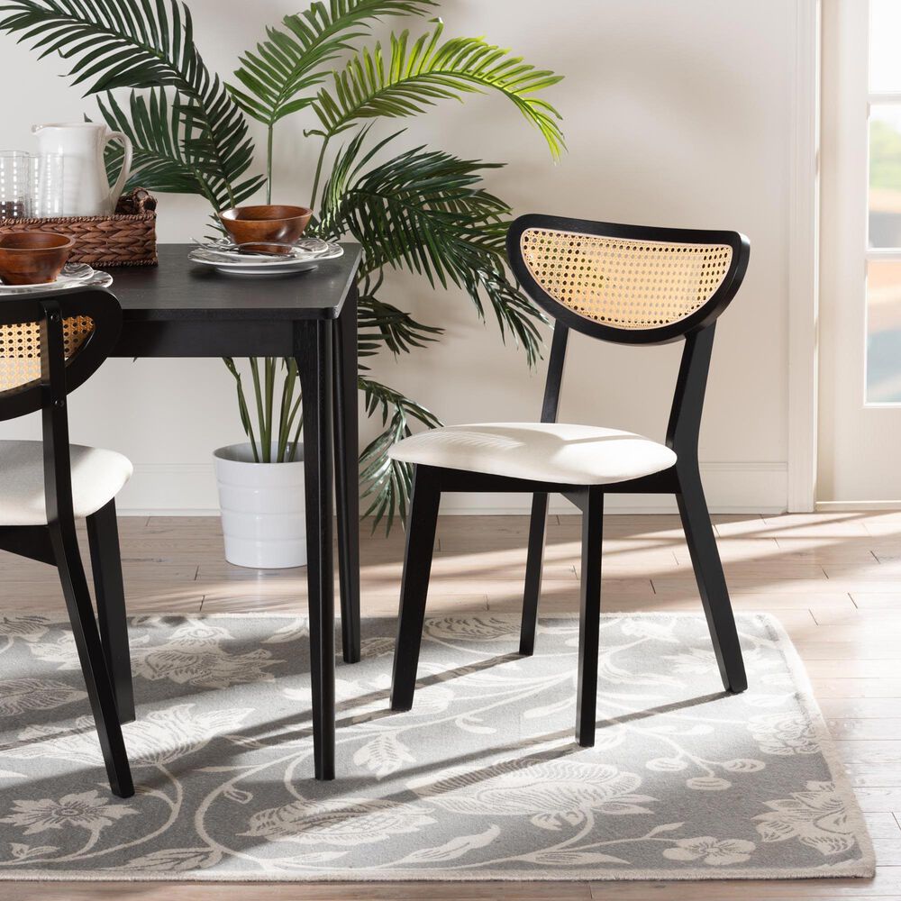 Baxton Studio Dannell Side Chair in Black and Light Brown (Set of 2), , large