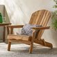 Hearth and Haven Outdoor Folding Adirondack Chair with Slatted Back and Wide Armrests in Teak, , large