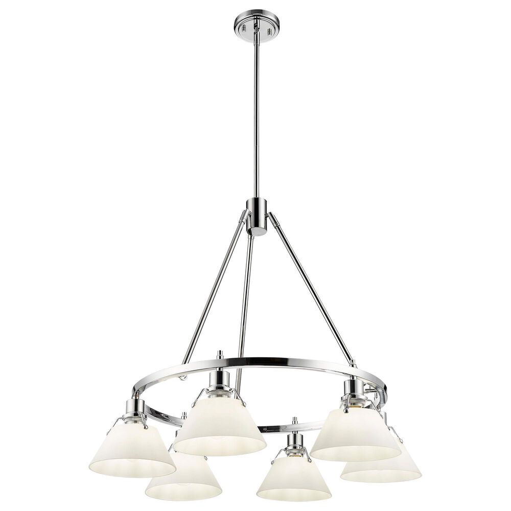 Golden Lighting Orwell 6-Light Chandelier with Opal Glass Shade in Chrome, , large