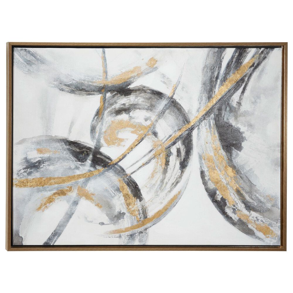 Maple and Jade 39.5" x 29.5" Large Abstract Framed Canvas in Gold, , large