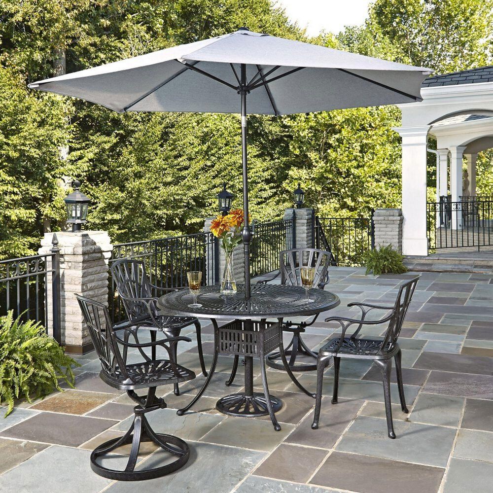 Homestyles Grenada 7-Piece Dining Set with Swivel Chairs in Gray, , large