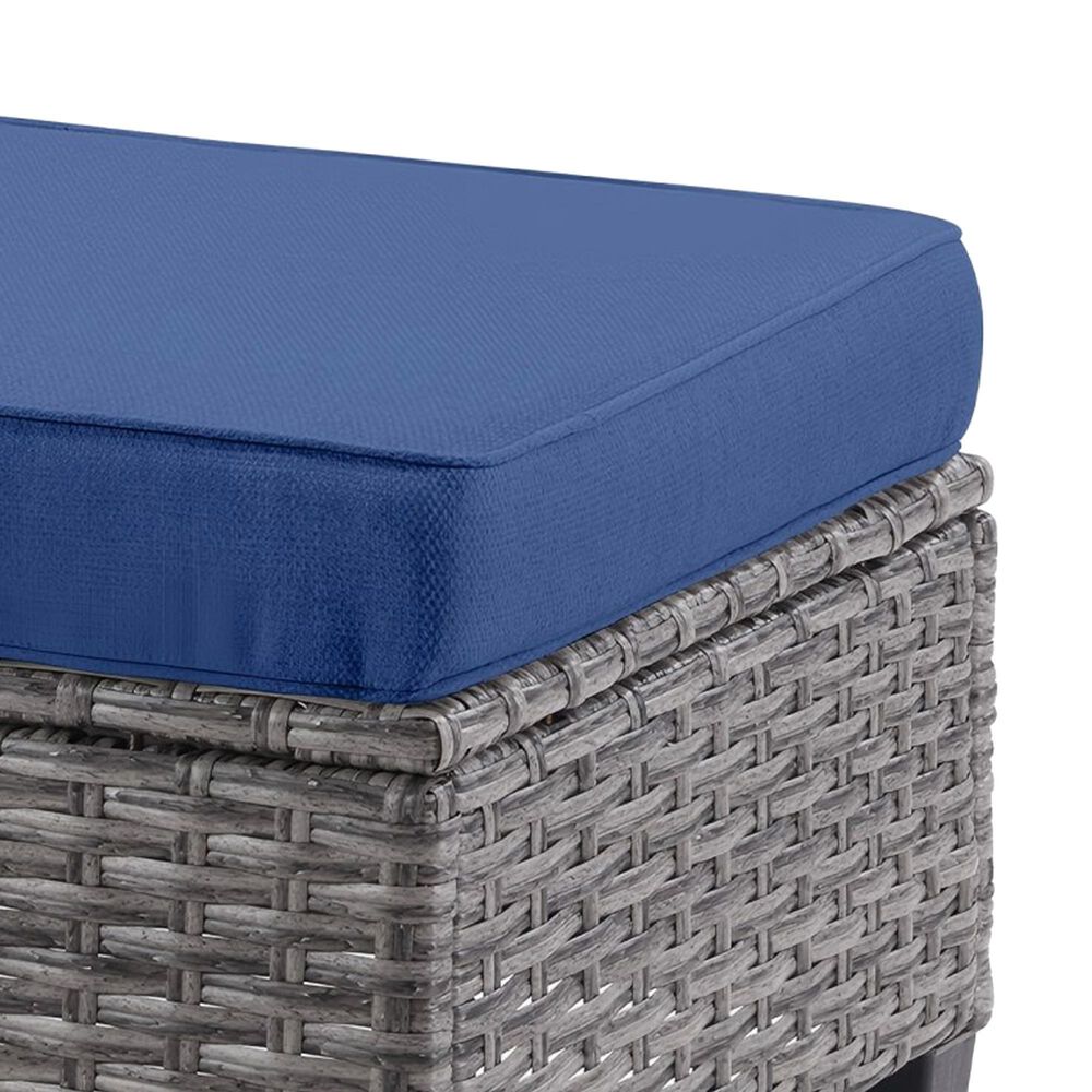 Sunwell Garden 16.9" Ottoman with Navy Cushion in Gray (Set of 2), , large