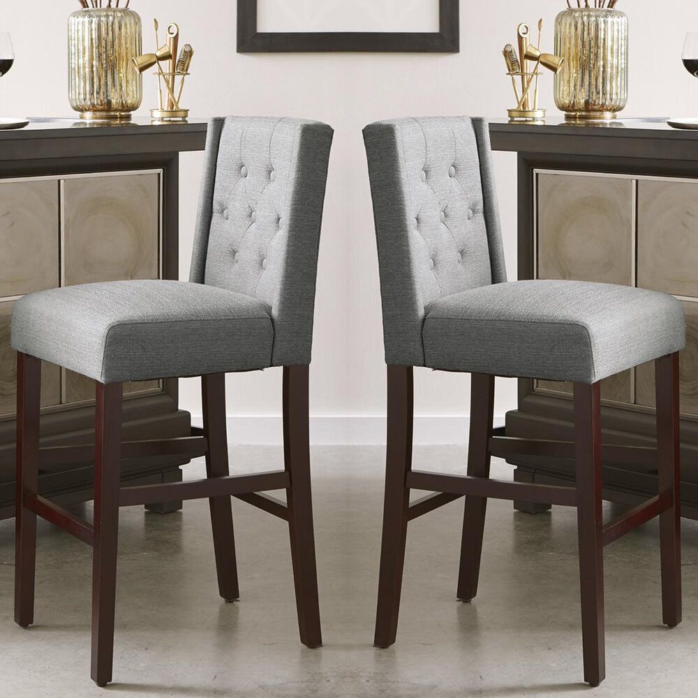 Accentric Approach Accentric Accents Wing Back Barstool in Grey (Set of 2), , large