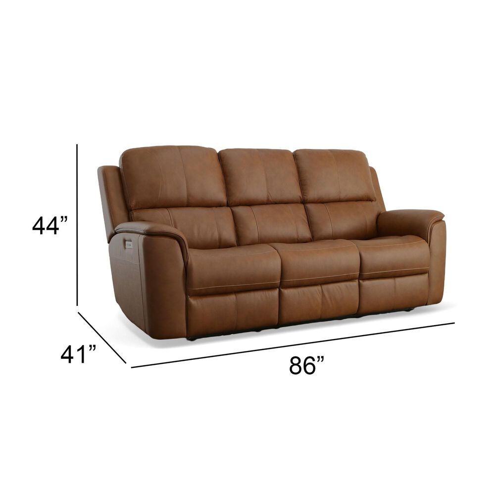Flexsteel Henry Power Reclining Sofa with Headrests and Lumbar in Caramel, , large