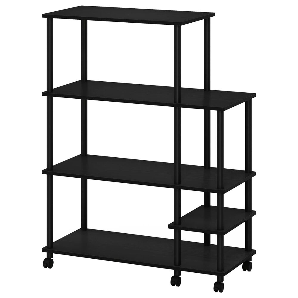 HOMLUX Turn-N-Tube 3-Tier Rolling Kitchen Shelf Cart in Americano and Black, , large