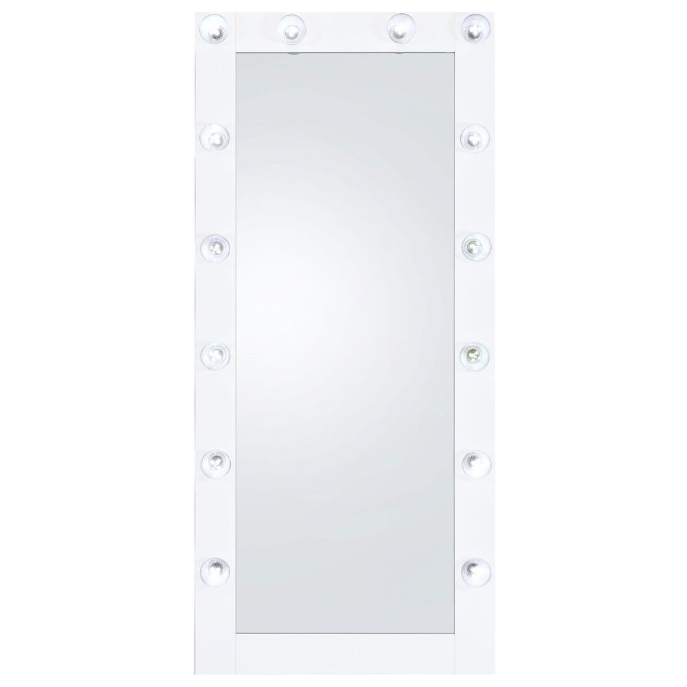 Coaster Zayan Floor Mirror in White Gloss, , large
