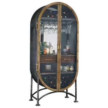 Howard Miller Boilermaker Wine and Bar Cabinet in Charcoal Gray and Aged Brass, , large