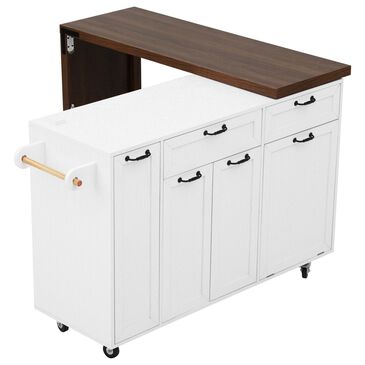 HOMLUX 102" Kitchen Island with Extendable Dining Table in White, , large