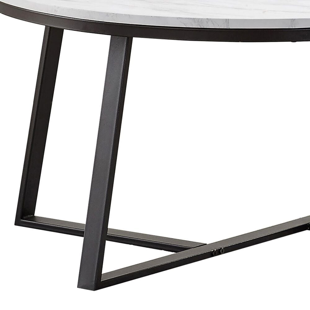 Pacific Landing Hugo Round Coffee Table in Matte Black and White, , large