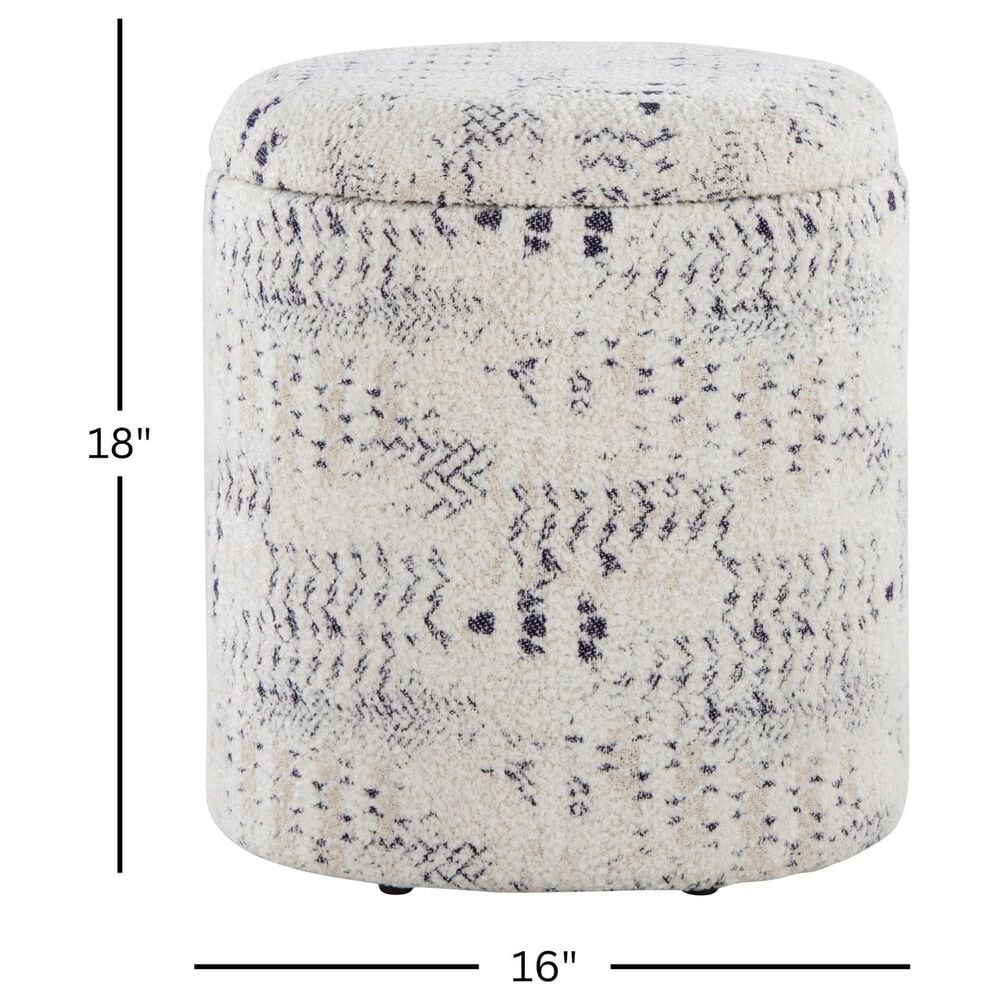 LumiSource Tahoe 18" Aztec Storage Ottoman in Ivory, , large