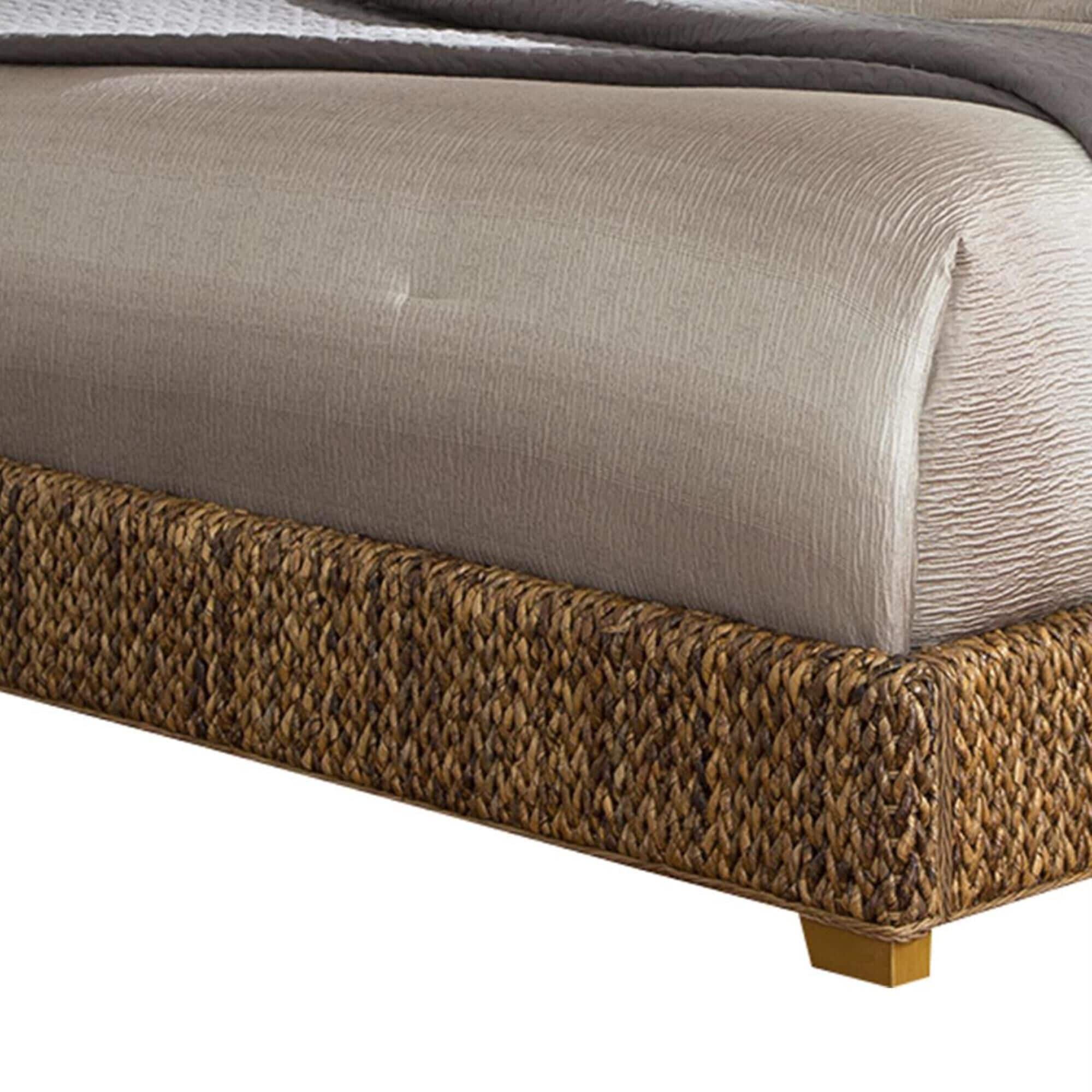 A line furniture modern country style hand woven banana leaf bed with storage ottoman bench store