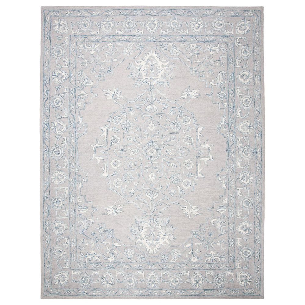 Safavieh Micro-Loop MLP504F 10" x 14" Light Grey and Ivory Area Rug, , large