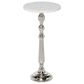 Uma Enterprises Pedestal Accent Table in Silver and White, , large