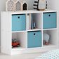 HOMLUX 6-Cube Bookshelf Bookcase with Light Blue Storage Bins in White, , large