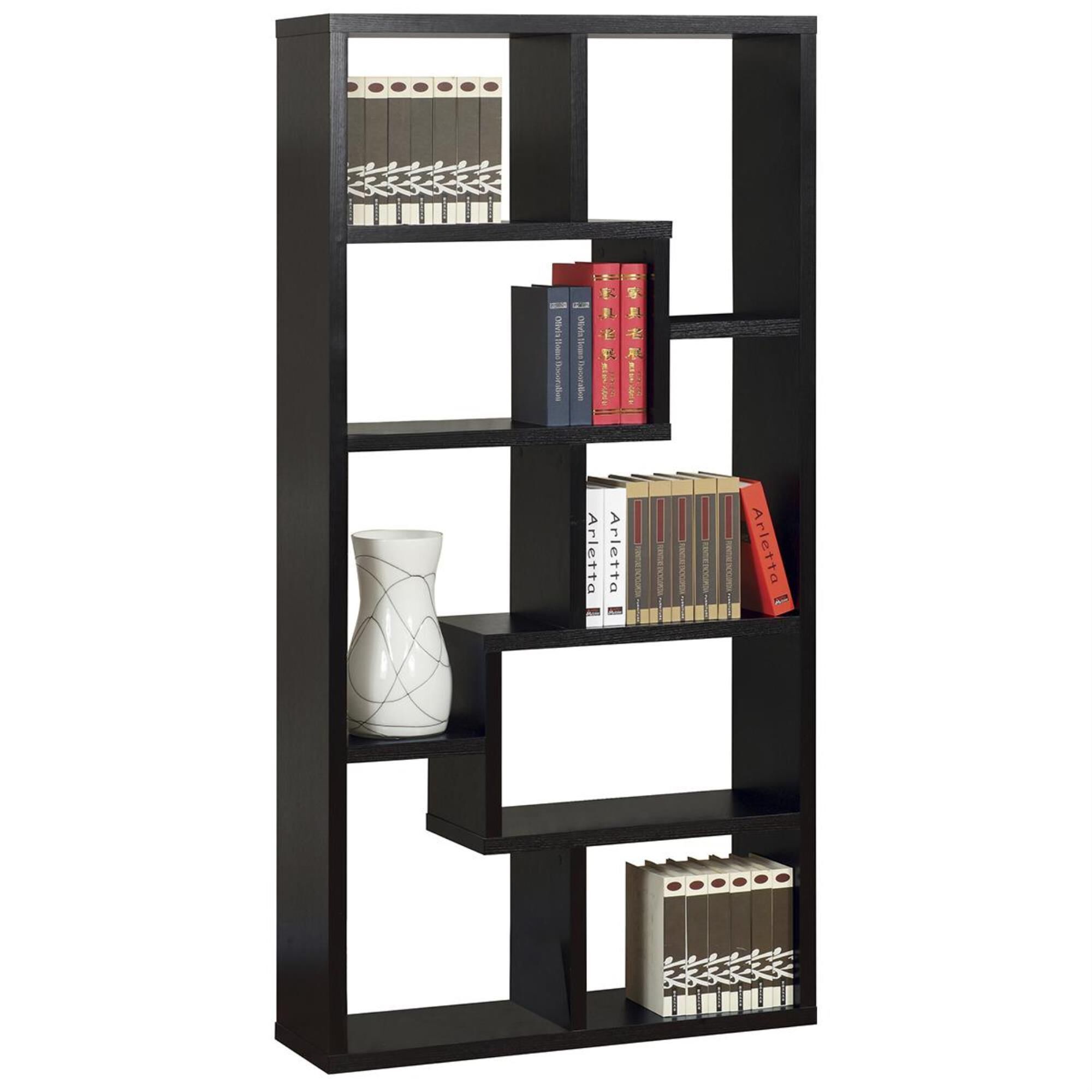 Living Essentials 8 Shelves Display Cabinet in Black Nebraska Furniture Mart