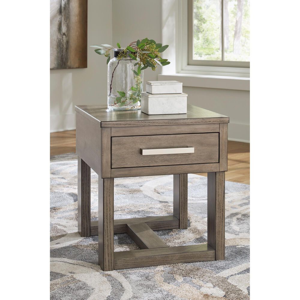 Ashley Loyaska End Table in Grayish Brown and White, , large