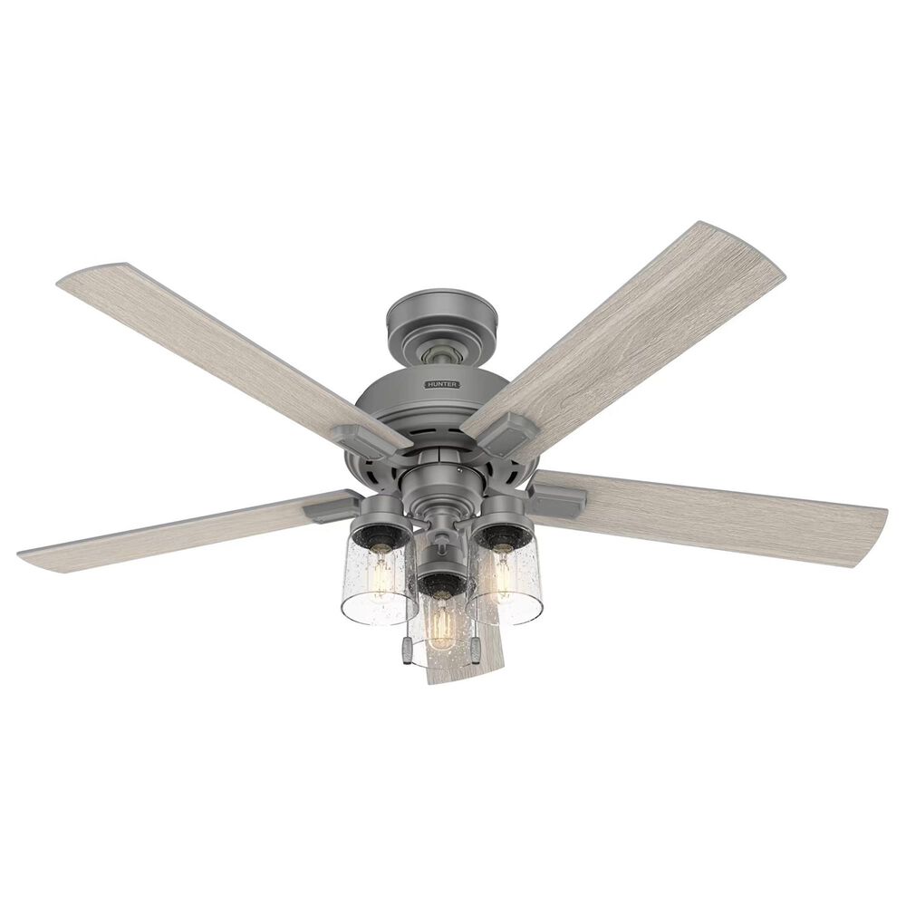 Hunter Hartland 52" Ceiling Fan with LED Lights in Matte Silver, , large