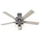 Hunter Hartland 52" Ceiling Fan with LED Lights in Matte Silver, , large