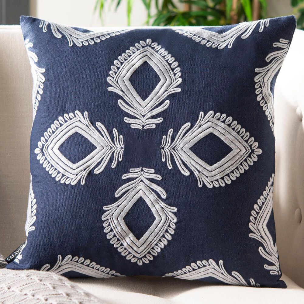 Safavieh Blossom Pillow in Navy/Periwinkle, , large