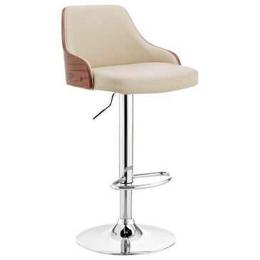 Armen Living Asher Adjustable Barstool in Cream and Chrome, , large