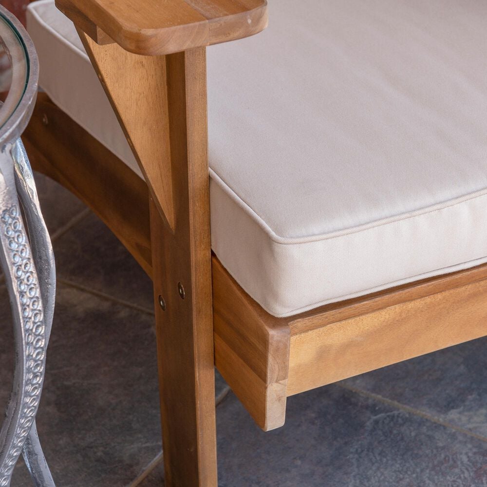 Linon Home Decor Rockport Patio Arm Chair with Natural Frame in Beige, , large