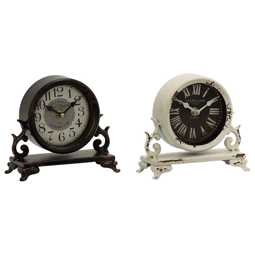 Maple and Jade 7" x 7" Table Clock in Black and White (Set of 2), , large
