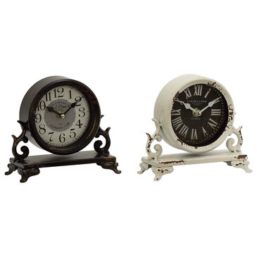 Maple and Jade 7" x 7" Table Clock in Black and White (Set of 2), , large